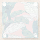 バナナツリー植物学：明るい赤シームレス ガラスコースター (裏面)