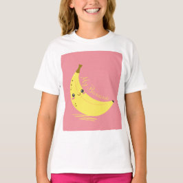 バナナデザインの半袖白Tシャツ 子供服 Tシャツ