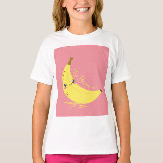 バナナデザインの半袖白Tシャツ 子供服 Tシャツ