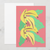 バナナバはっきりしたンチイエローピンクのグリーティングカード (正面/裏面)