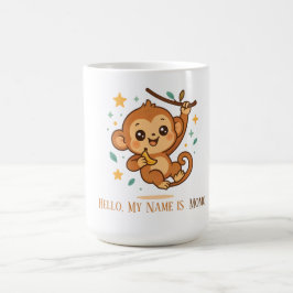 バナナバウンスモンキー かわいい赤ちゃん動物 オリジナル コーヒーマグカップ