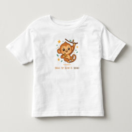 バナナバウンスモンキー かわいい赤ちゃん動物 オリジナル トドラーTシャツ