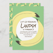 バナナバースデーパーティーグリーンイエロー招待状 招待状 (正面/裏面)