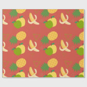 バナナパイナップル果実パターン ラッピングペーパー (フラット)