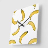 バナナパターンスケッチバージョン スクエア壁時計 (傾斜)