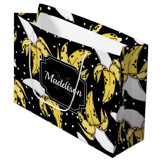 バナナパターン ラージペーパーバッグ (正面アングル)