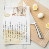 バナナパンの水彩画のレシピの家宝のふきん キッチンタオル (四つ折り)