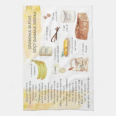 バナナパンの水彩画のレシピの家宝のふきん キッチンタオル (縦)