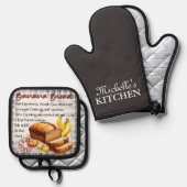 バナナパンパーソナライズされたベーキングレシピ 鍋つかみ&鍋敷きセット (正面/裏面)