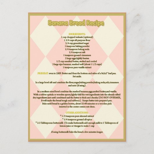バナナパンレシピ葉書 ポストカード (正面)