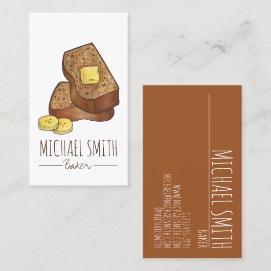 バナナパン焼いたグッズべーカーベーカリーグルメ 名刺 (正面/裏面)