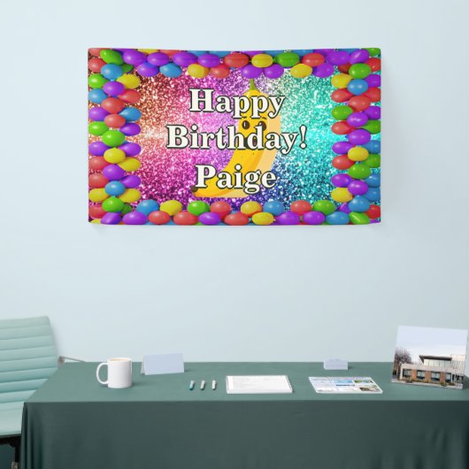 バナナパーソナライズされたキャラクター誕生日バナー 横断幕 (トレードショー)