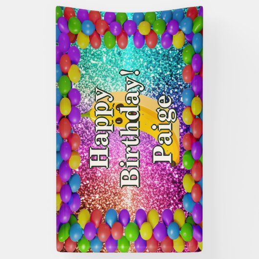 バナナパーソナライズされたキャラクター誕生日バナー 横断幕 (縦)