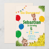 バナナパーティー - 楽しいことがいっぱい！ 招待状 (正面/裏面)