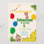 バナナパーティー - 楽しい仲間たち 招待状 (正面/裏面)