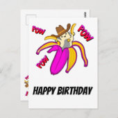 バナナピストルと保安官スターを持つカウボーイキャット ポストカード (正面/裏面)