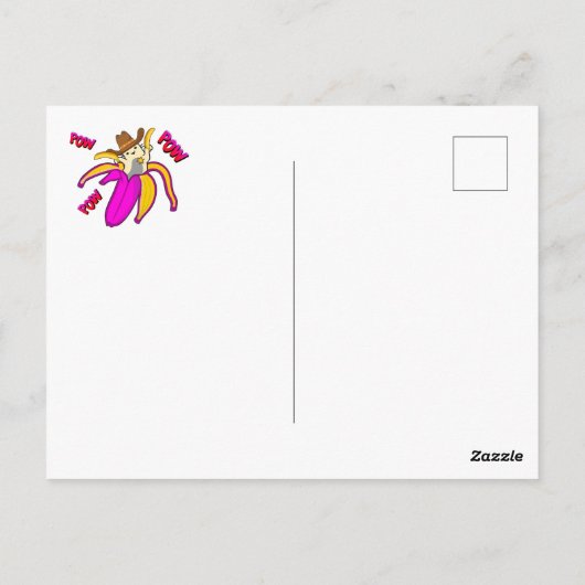 バナナピストルと保安官スターを持つカウボーイキャット ポストカード (裏面)