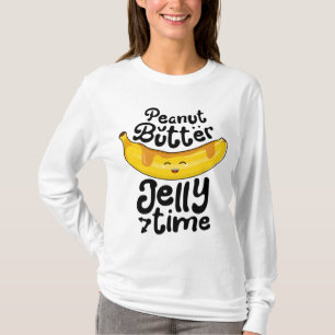 バナナピーナッツバターゼリータイムおもしろいスウィートフルーツ Tシャツ