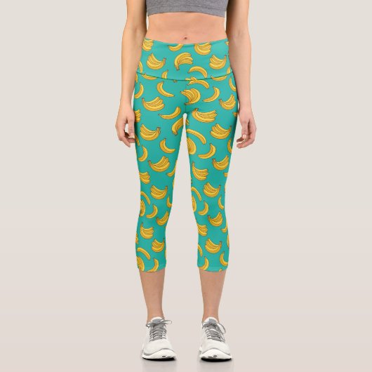バナナフルーツおもしろい模様 カプリレギンス (正面)