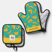 バナナフルーツおもしろい模様 鍋つかみ&鍋敷きセット (正面/裏面)