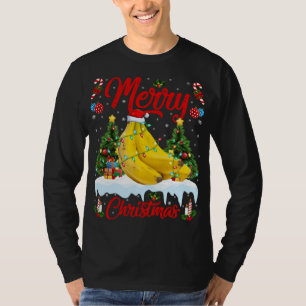 バナナフルーツラバークリスマス照明サンタハットバナナ Tシャツ