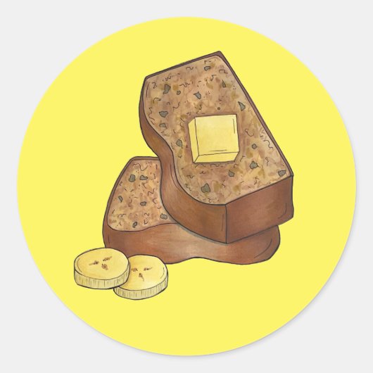 バナナブレッドローフスライスバターベイカーベーキング食品 ラウンドシール (正面)