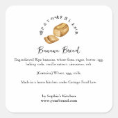 バナナブレッド 水彩画 ベーカリー 素材 スクエアシール (正面)