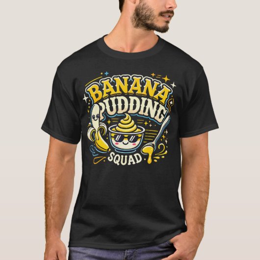 バナナプリン部隊恋人料理デザートバナナ Tシャツ (正面)