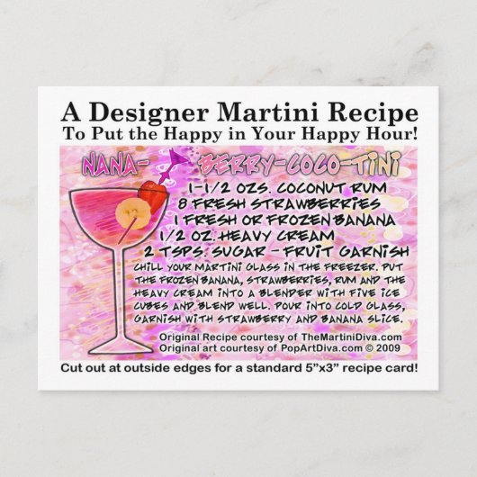 バナナベリーココナッツスムージーレシピカード ポストカード (正面)