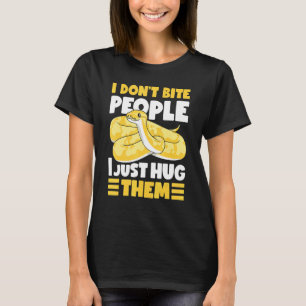 バナナボールパイソン私は私がハグするだけで人を噛まない Tシャツ