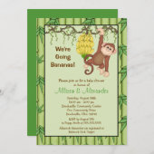 . .バナナモンキージャングルサファリベビーシャワー 招待状 (正面/裏面)