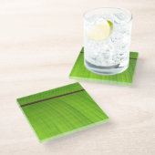 バナナリーフクローズアップ ガラスコースター (アングル)