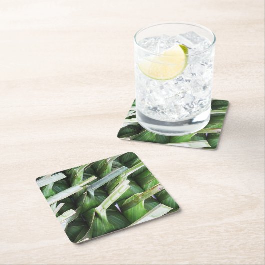 バナナリーフ包まれたパケット スクエアペーパーコースター (インサイチュ)
