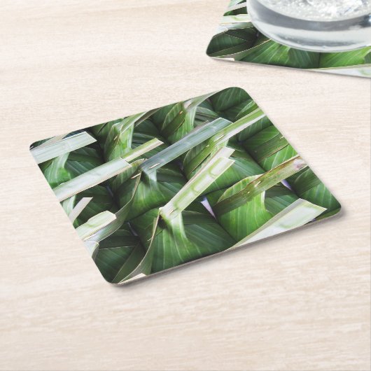 バナナリーフ包まれたパケット スクエアペーパーコースター (アングル)