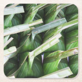 バナナリーフ包まれたパケット スクエアペーパーコースター (正面)