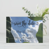 バナナリーフ枠の空のトロピカル日付を保存 セーブザデート (スタンド正面)