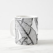 バナナリーフ白黒イラストレーション コーヒーマグカップ (正面左)
