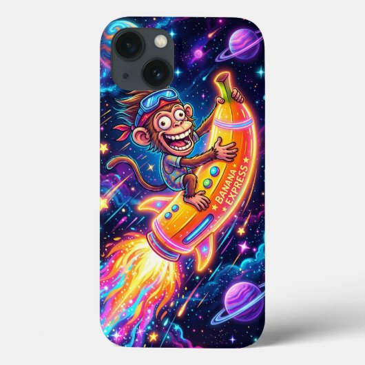 バナナロケットに乗ったサル スマホケース Case-Mate iPhoneケース (裏面)