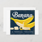 バナナヴィンテージフルーツラベルレトロ ポストカード (正面/裏面)