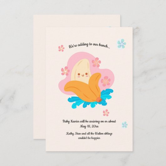 バナナ妊娠のお知らせ 案内状 (正面/裏面)