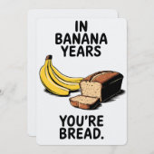バナナ年間のあなたはのパンおもしろい誕生日 招待状 (正面/裏面)