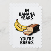 バナナ年間のあなたはのパンおもしろい誕生日 招待状 (正面/裏面)