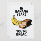 バナナ年間のあなたはのパンおもしろい誕生日 招待状 (正面/裏面)