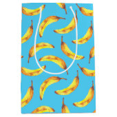 バナナ水彩パターン ミディアムペーパーバッグ (正面)