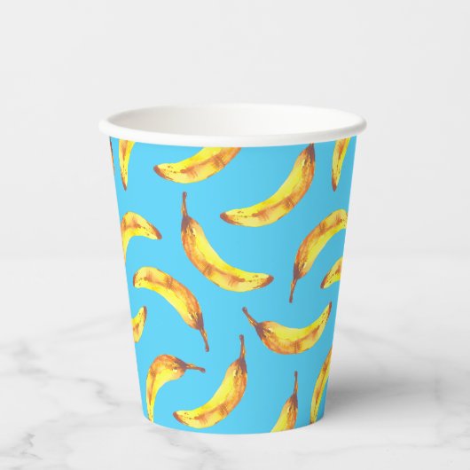 バナナ水彩パターン 紙コップ (正面)