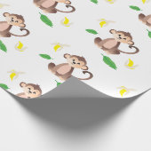 バナナ皮を剥いたモンキー黄緑色 ラッピングペーパー (角)