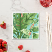 バナナ芸術的リーフとフラワーウォーター絵画カラー スタンダードカクテルナプキン (インサイチュ)