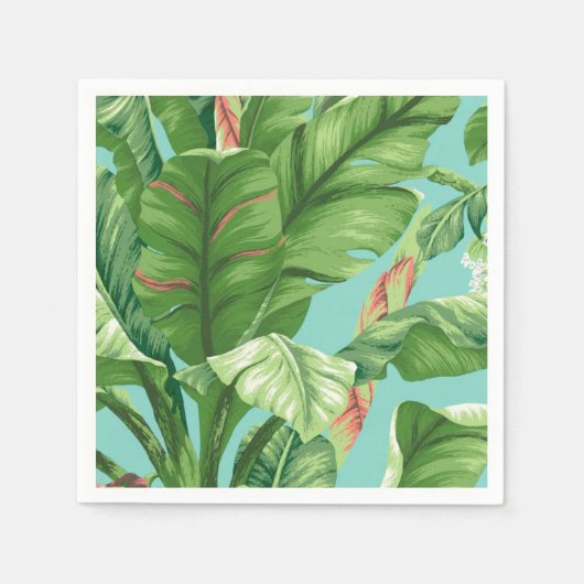 バナナ芸術的リーフとフラワーウォーター絵画カラー スタンダードカクテルナプキン (正面)