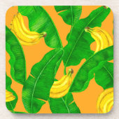 バナナ葉と水彩デザイン コースター (正面)