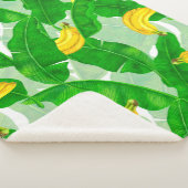 バナナ葉と水彩デザイン シェルパブランケット (3/4)